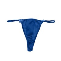 Zijde g-string met strikjes dames - blauw